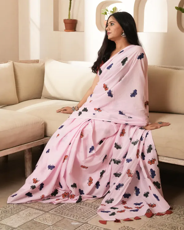 Multicolour_Cotton_Butterfly_Kisses_H_Block_Printed_Mul_Saree_With_Tassels_For_Women